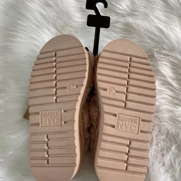 NEW Madden NYC Pink Faux Fur Crossband Platform Slipper 6 Sandals Elastic Band - Picture 5 of 7